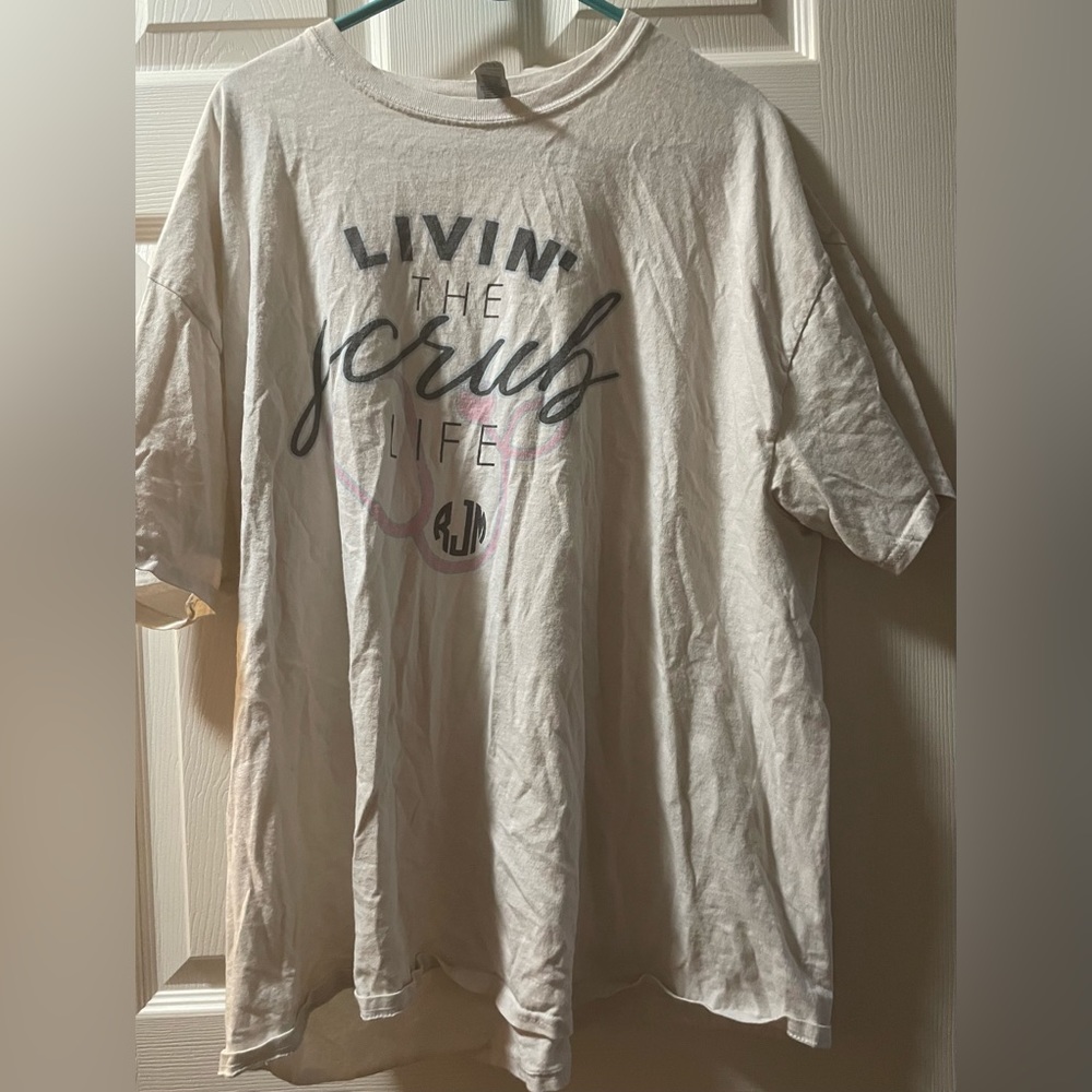 Healthcare graphic tee livin the scrub life. United Monogram brand